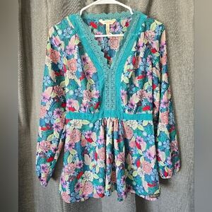 MATILDA JANE Kookaburra Floral Lace Sheer Textured Relaxed Fit Blouse Size S